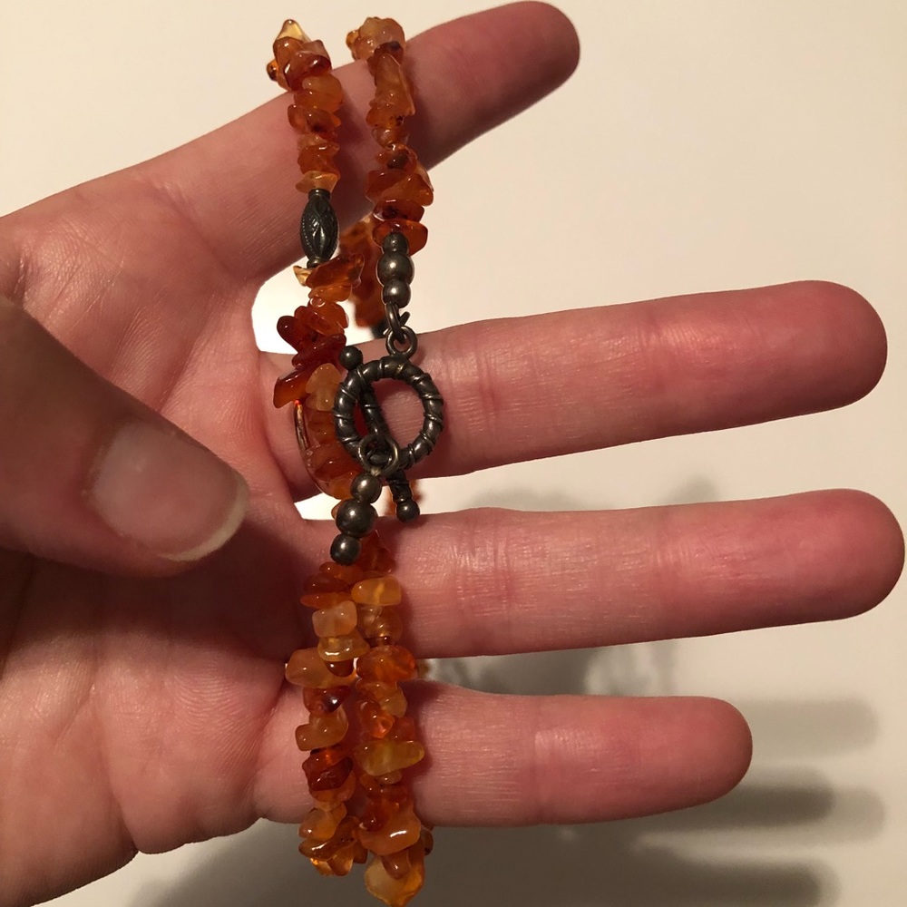 Orange Amber beaded necklace